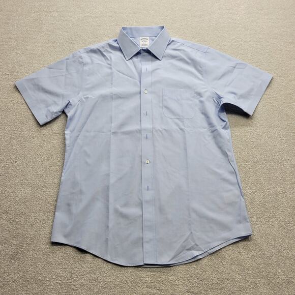 Brooks Brothers Dress Button Down Shirt Men 16-1/2 Regent Blue Non Iron - Picture 1 of 6